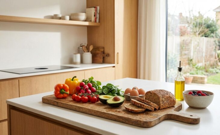 Cuisine saine avec légumes frais sur planche à découper